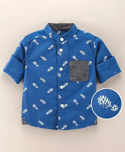 Under Fourteen Only Full Sleeves Boot Print Shirt - Blue