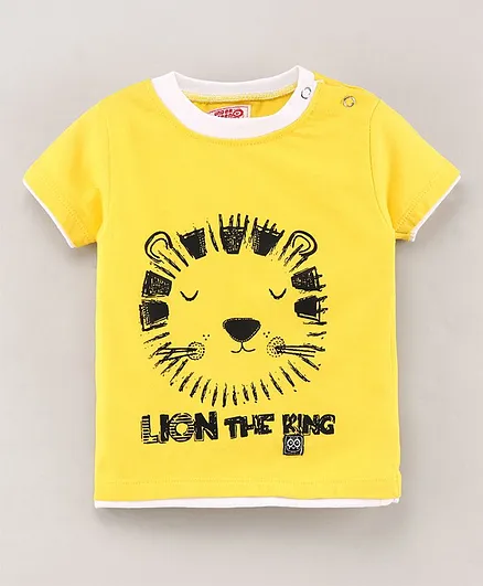 Under Fourteen Only Half Sleeves Lion The King Text With Lion Placement Printed Tee - Yellow
