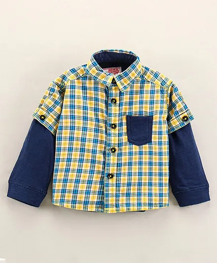 Under Fourteen Only Full Sleeve Checkered Shirt - Yellow