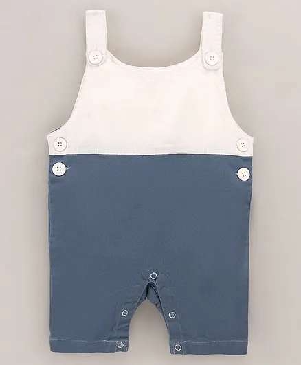 Under Fourteen Only Half & Half Color Block Cut & Sew Dungaree - Blue & White
