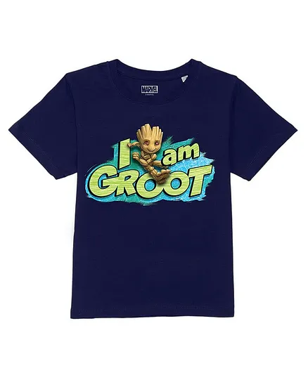 Buy Marvel By Wear Your Mind Half Sleeves Guardians Of The Galaxy Featured  I Am Groot Printed Tee Navy Blue for Boys (6-7 Years) Online in India,