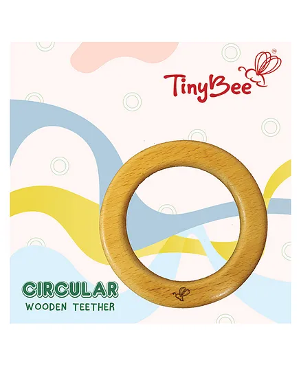 Circular Wooden Teether  - (color may vary)