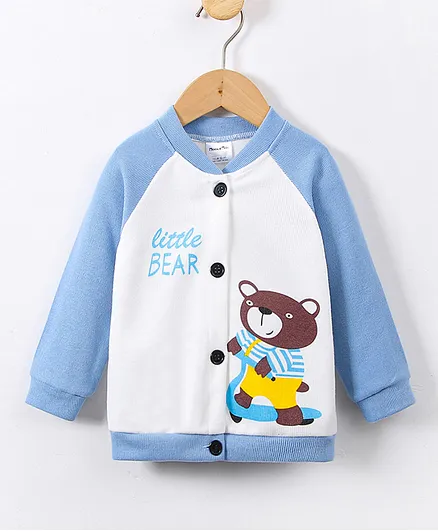 Kookie Kids Full Sleeves Jacket Teddy Print - Blue