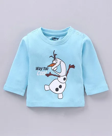 Babyhug Full Sleeves T-shirt Olaf Print - Light Blue
