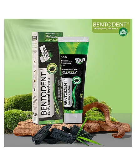 Bentodent Earthy Natural Activated Charcoal With Mint Toothpaste Pack of 2 - 100 gm 