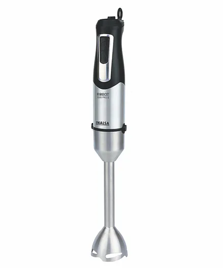 Inalsa Hand Blender Robot 1000 Pro S 1000 W With Variable Speed Control Stainless Steel Stem - Black Silver