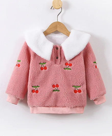 Kookie Kids Full Sleeves Jacket Embroidered - Pink