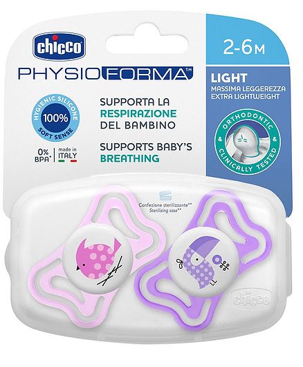 Chicco Silicone Soother with Case Pack of 2 (Colour & Print May Vary)