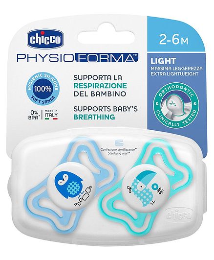 Chicco Air Silicone Soother with Case Pack of 2 (Colour & Print May Vary)