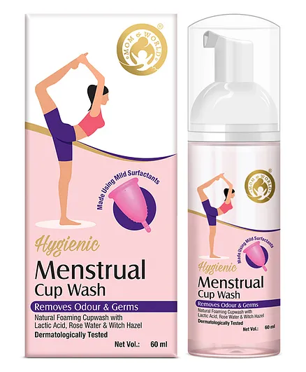 Mom & World Hygienic Menstrual Cup Wash Natural Foaming Cup Wash with Rose Water & Witch Hazel - 60 ml