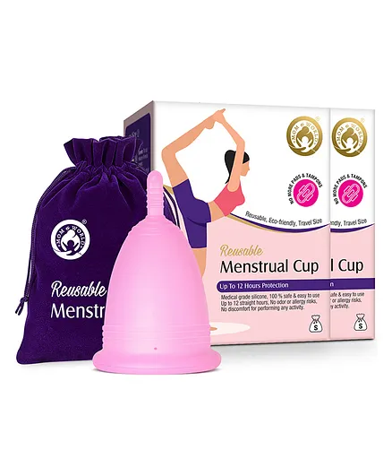 Mom & World Reusable Menstrual Cup For Women 100% Medical Grade Silicone Odor and Rash Free No leakage Small - Pack Of 2