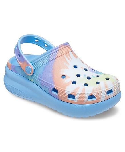 Crocs Abstract Swirl Pattern Perforated Sling Back Clogs - Blue