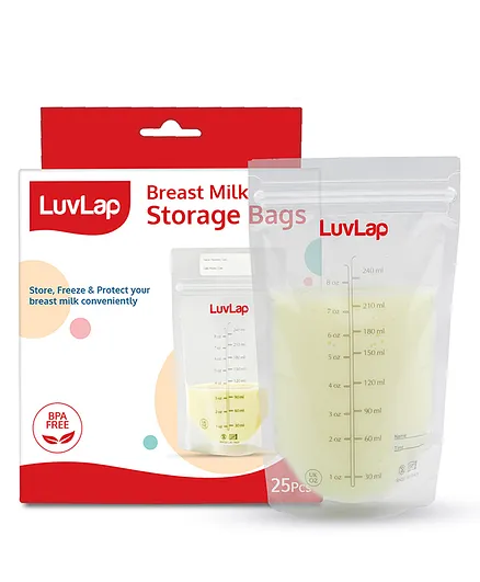 LuvLap Baby Breast Milk Storage Bags Pack of 25 - 240 ml Each