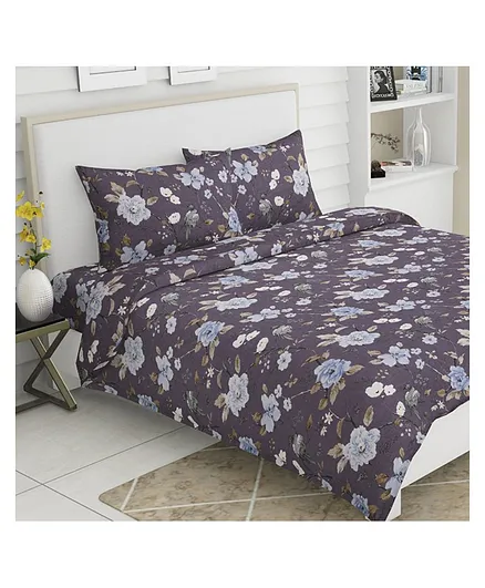 Haus & Kinder Cotton Printed Flat Bedsheet  Purple