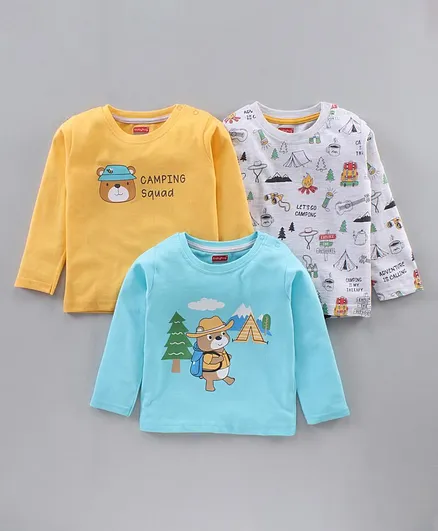 Babyhug Cotton Knit Full Sleeves T-Shirts Multi-Prints Pack of 3 - Multicolour
