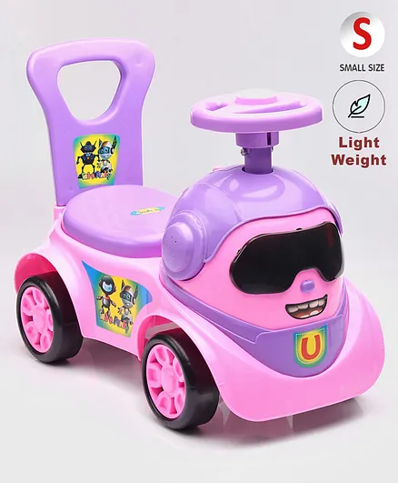 Robo Face Manual Push Ride On With Lights & High Backrest - PINKI