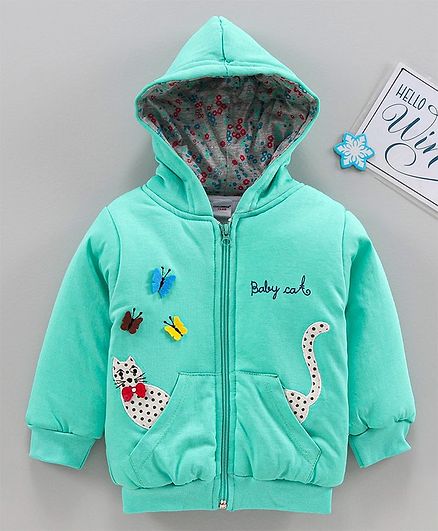 Cucumber Full Sleeves Hooded Sweatshirt Multiprint - Sea Green