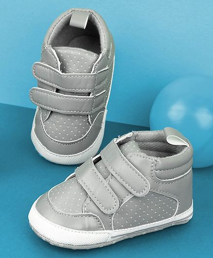Kicks & Crawl Polka Dot Design Ankle Rise Booties - Grey