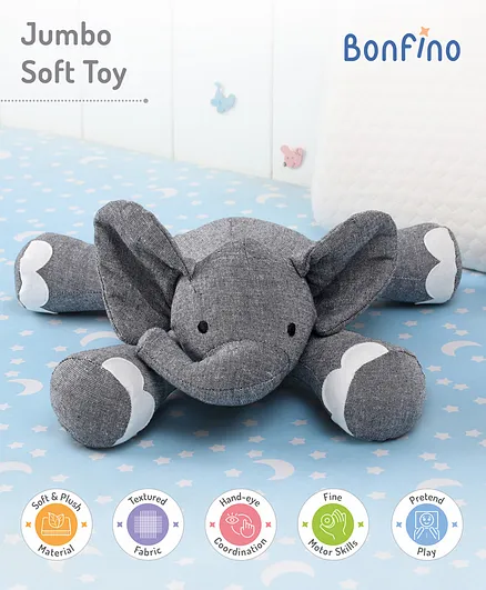 Bonfino Jumbo Cotton Soft Toy Grey - Length 31 cm