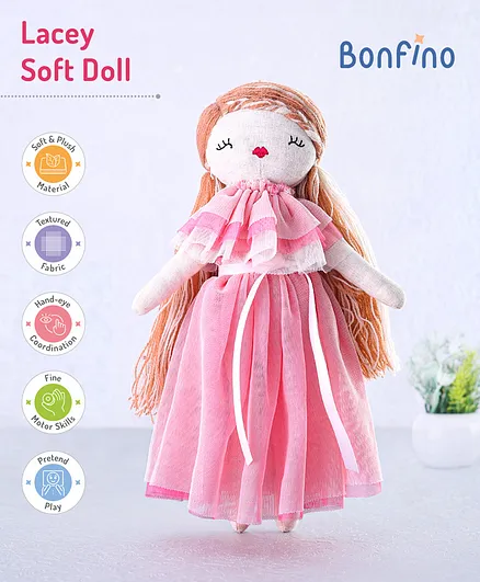 Bonfino Lacey Soft Candy Doll Pink - Height 28.5 cm