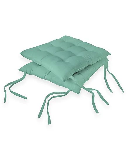 Encasa Homes Cotton Chairpad Pack Of 4  - Green 