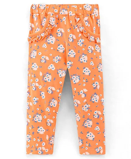 Doodle Poodle Cotton Full Length Pajama Floral Print - Peach