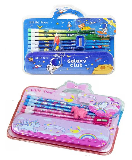 New Pinch Space & Unicorn Theme Pencils and Eraser Kit Set Of 18 -  Multicolour