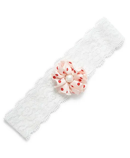 Funkrafts Fower Applique & Pearl Detailed Headbands - Red & White
