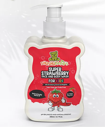 ShuShu Babies Super Strawberry Face and Body Wash for Kids with Strawberry and Manjistha- 200 ml