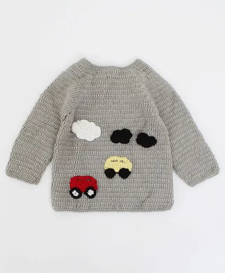 Buy Woonie Handmade Full Sleeves Clouds & Cars Detailing Pullover Sweater -  Grey for Boys (6-12 Months) Online in India, Shop at  - 11895255