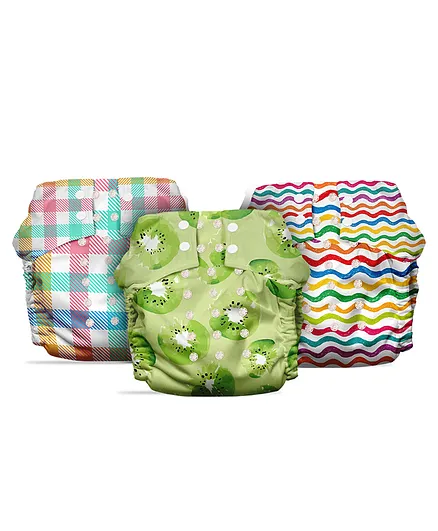 Mother Sparsh Nappers Free Size Cloth Diaper For Babies With Dry Feel Absorbent Soaker Pad - Pack of 3
