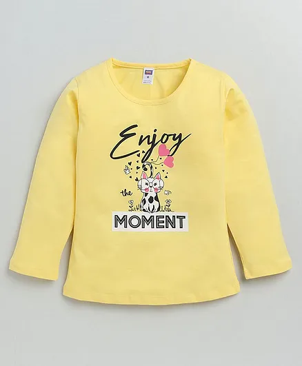 Nottie Planet Full Sleeves Enjoy The Moment Printed T Shirt - Yellow