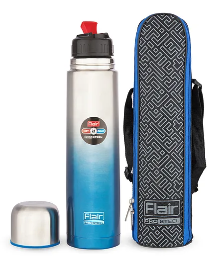 Flair Houseware Power Vacuum Insulated Steel Flask With Flip Lid Blue - 750 ml