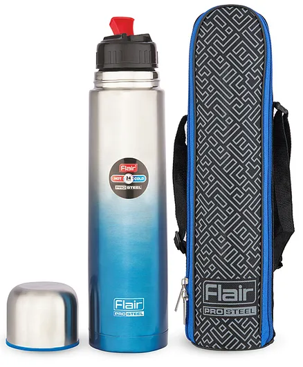 Flair Houseware Power Vacuum Insulated Steel Flask With Flip Lid Blue - 1000 ml
