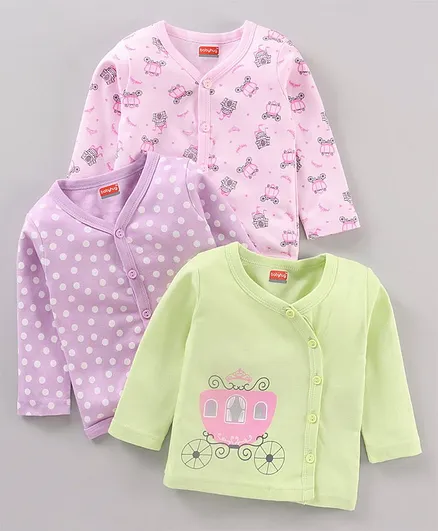 Babyhug 100% Cotton Vests Polka Dot Pack of 3 - Multicolour