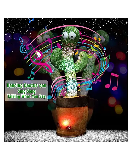 YAMAMA Dancing Cactus Talking Toy Wriggle & Singing Recording Repeat What You Say Funny Education Toys  Rechargeable Cable Included - Green Brown