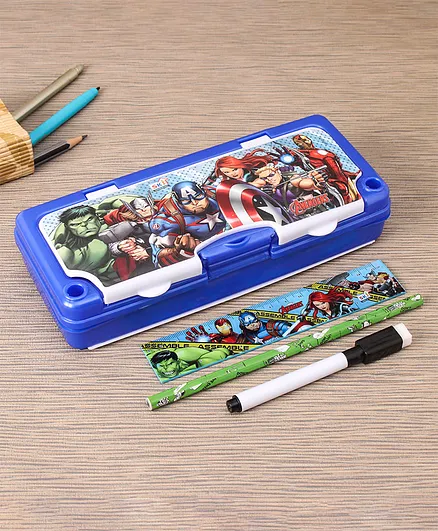 Marvel Avengers Pencil Box With Stationary Set - Blue 