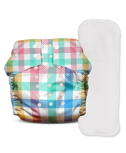 Mother Sparsh Nappers Cheekychecker Cloth Diaper Free Size - Multicolour