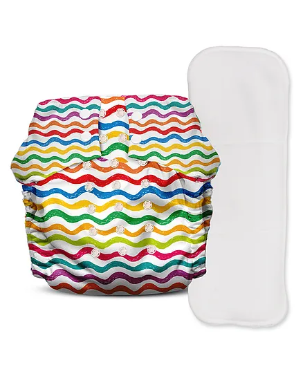 Mother Sparsh Baby Nappers Rainbow Rider Cloth Diaper Free Size - Multicolour
