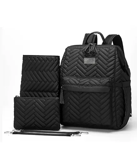 The Little Lookers Jolly Luxe Diaper Backpack - Midnight Black