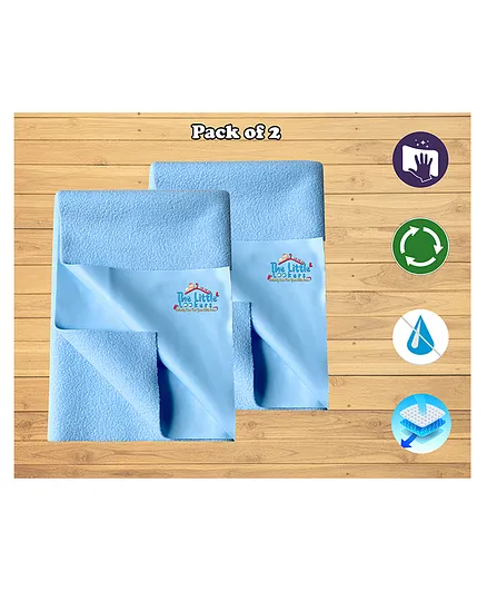 THE LITTLE LOOKERSQuicky Dry Sheets/Massage Mats/Water Proof Bed Protector/Crib Sheets  for Baby Small & Medium, Sky Blue - Pack of 2