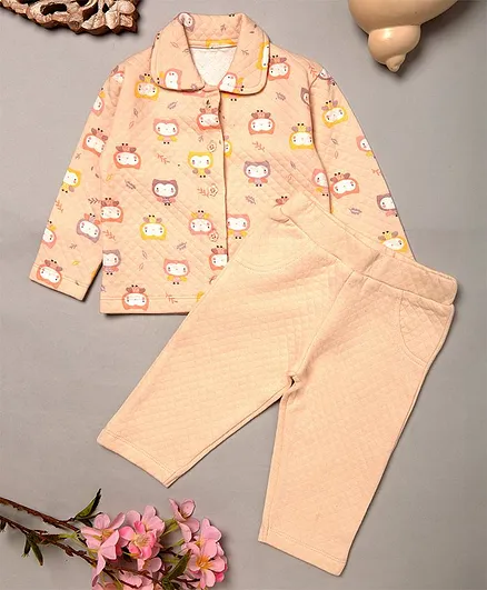 Buy Mi Arcus Full Sleeves All Over MIni Cartoon Printed Night Suit - Cream  for Both (12-18 Months) Online in India, Shop at  - 12053128