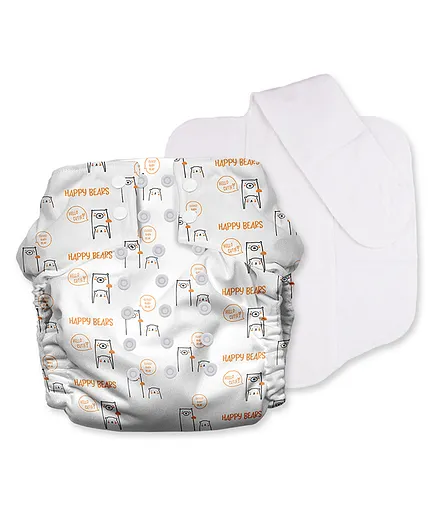 Mother Sparsh Free Size Plant Powered Cloth Diaper Bear Print - Multicolour  