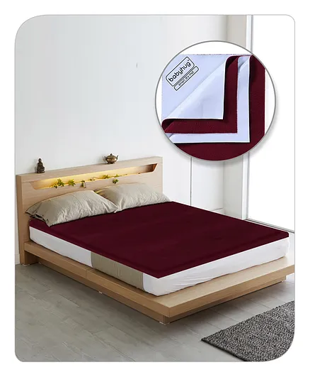 Babyhug Waterproof Bed Protector Sheet Double Bed Size - Maroon