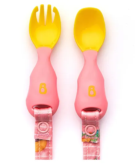 Bibado Handi Cutlery Attachable Weaning Cutlery Set Pack of 2 - Pink