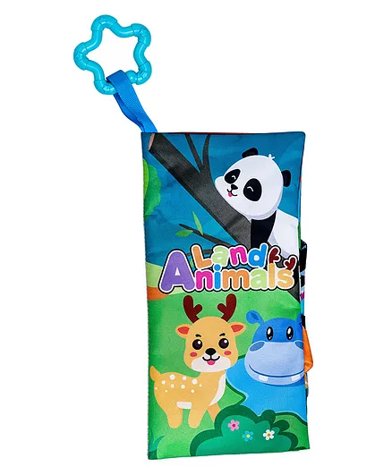 Baby Cloth Book with Toy Land Animals Theme- English