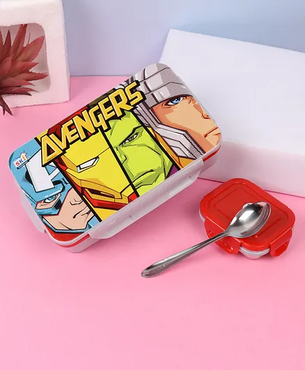 Marvel Avengers Lunch Box With Spoon - Grey