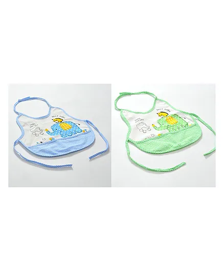 JARS Collections Waterproof Cotton Bib with Pocket Pack of 2- Multicolor