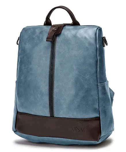 VISMIINTREND Vegan Leather Casual Backpack Purse Blue - Height 11.8 inches