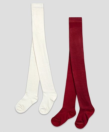 The Sandbox Clothing Co Pack Of 2 Pair Solid Footie Stockings - Maroon & Off White